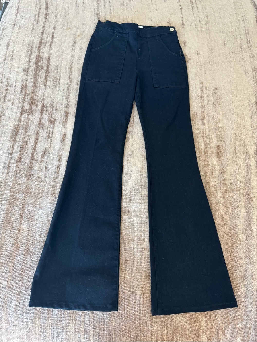 Frame High-Rise Black Flare Trouser Denim Size 26